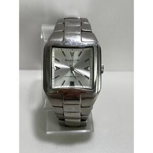 Kenneth Cole KC3404 square silver stainless steel quartz men's watch, working